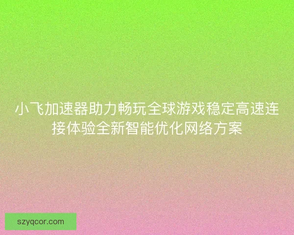 小飞加速器助力畅玩全球游戏稳定高速连接体验全新智能优化网络方案