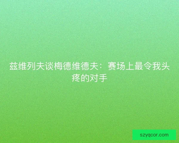 兹维列夫谈梅德维德夫：赛场上最令我头疼的对手