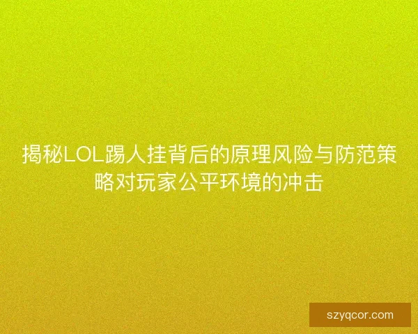 揭秘LOL踢人挂背后的原理风险与防范策略对玩家公平环境的冲击
