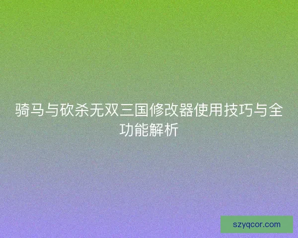 骑马与砍杀无双三国修改器使用技巧与全功能解析 骑马与砍杀无双三国修改器使用技巧与全功能解析